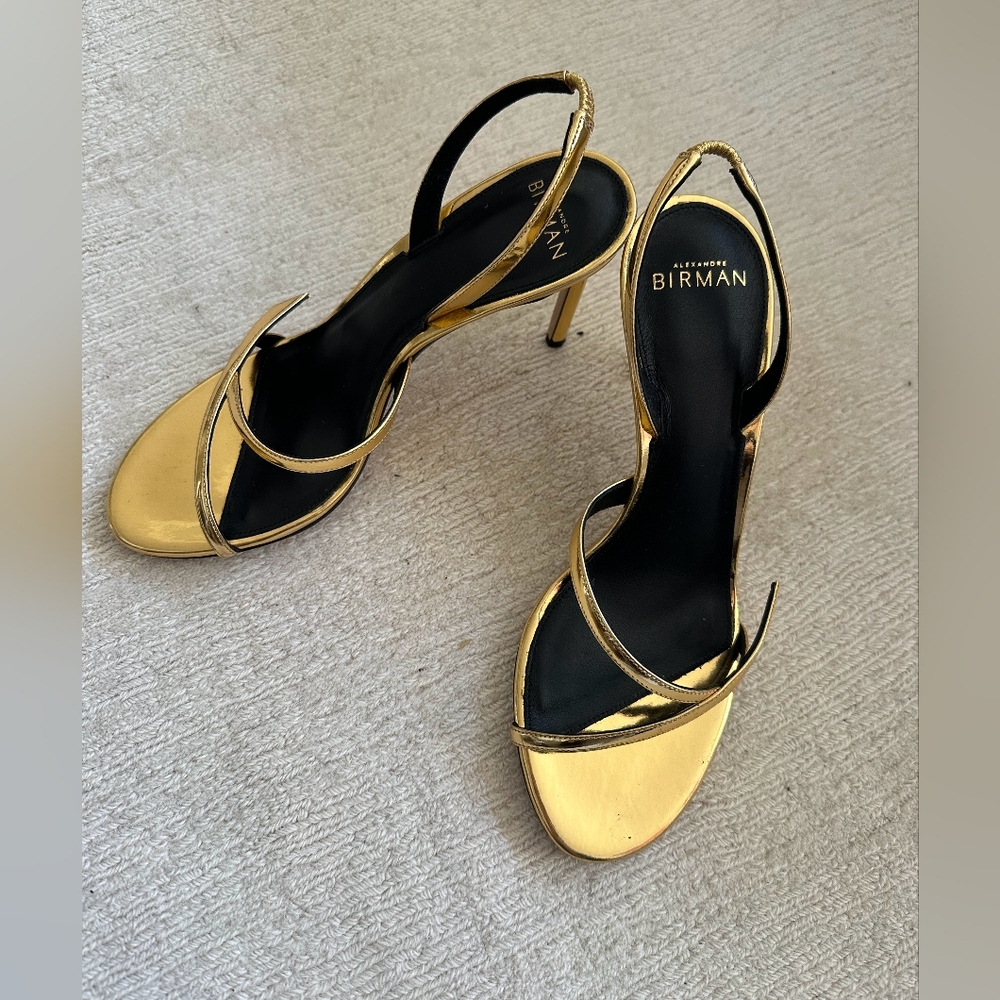 Alexandre Birman Gold Strappy Slingback Heels